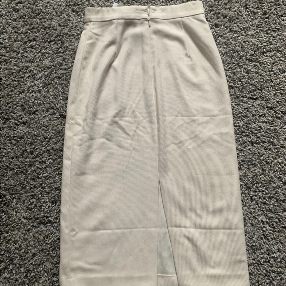 H&M Skirt Classic Cream Midi Size 0 Recycled Polyester Bodycon - Picture 3 of 3
